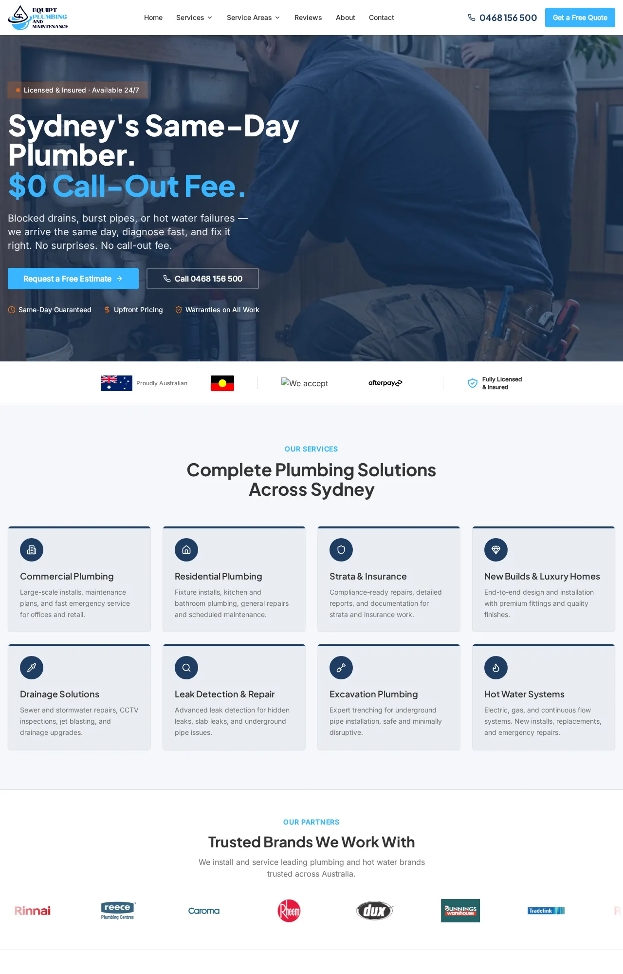 Equipt Plumbing and Maintenance website