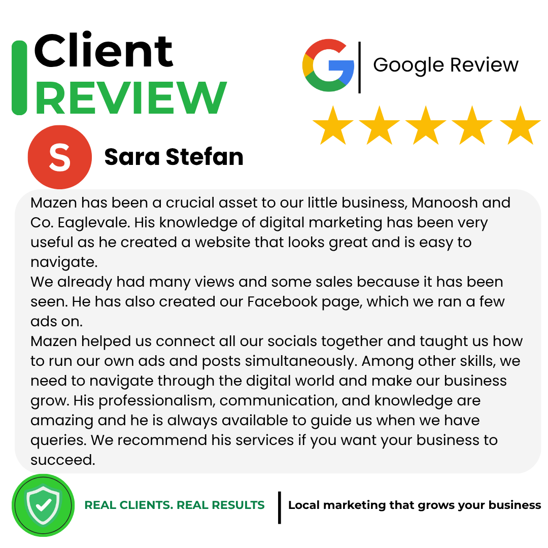 Google review from Sara Stefan about Jump Gro Marketing
