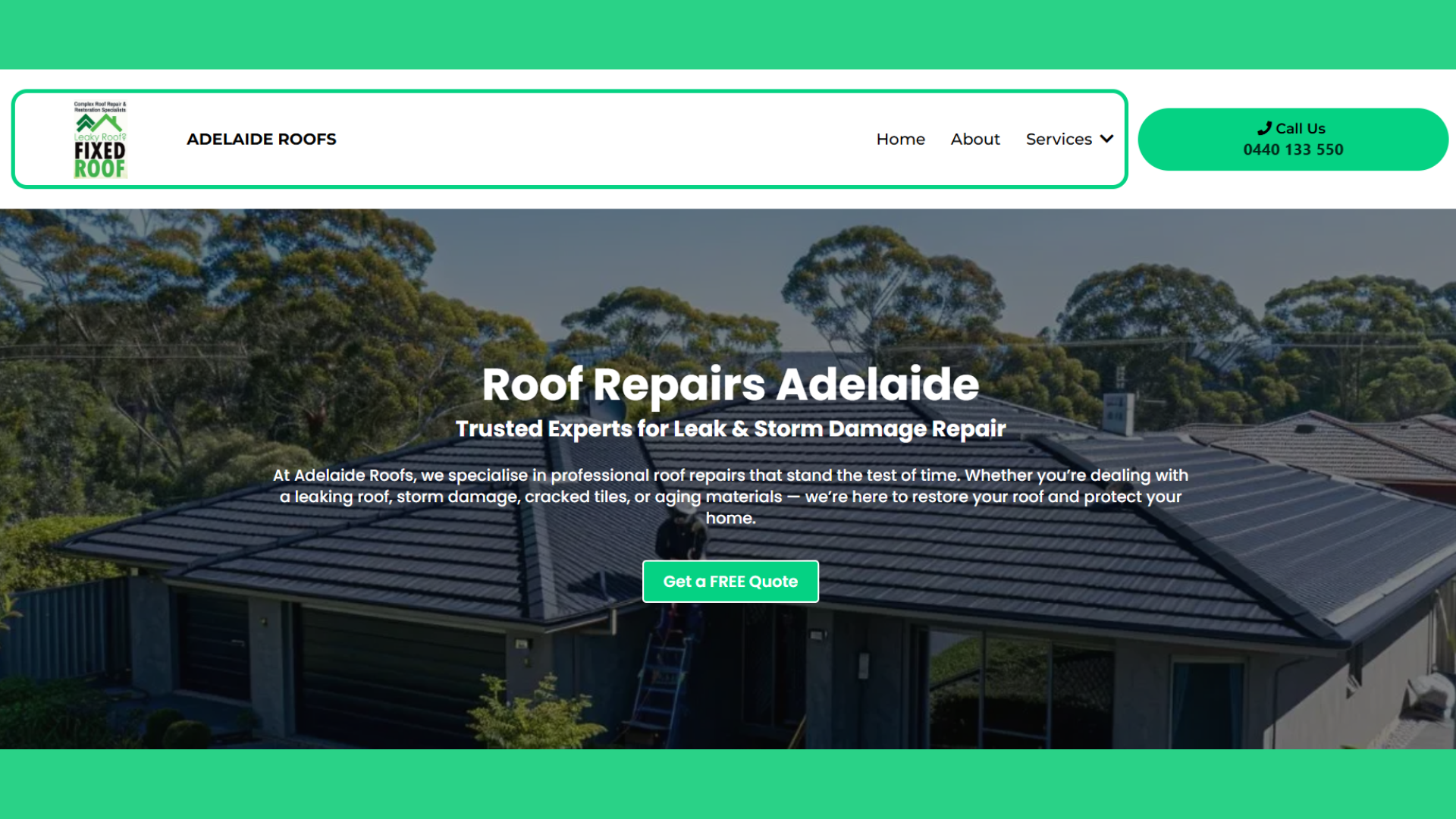 Adelaide Roofs website screenshot