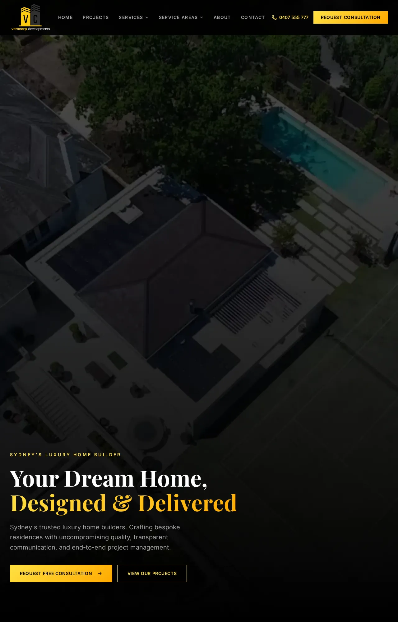 Vemcorp Luxury Homes website