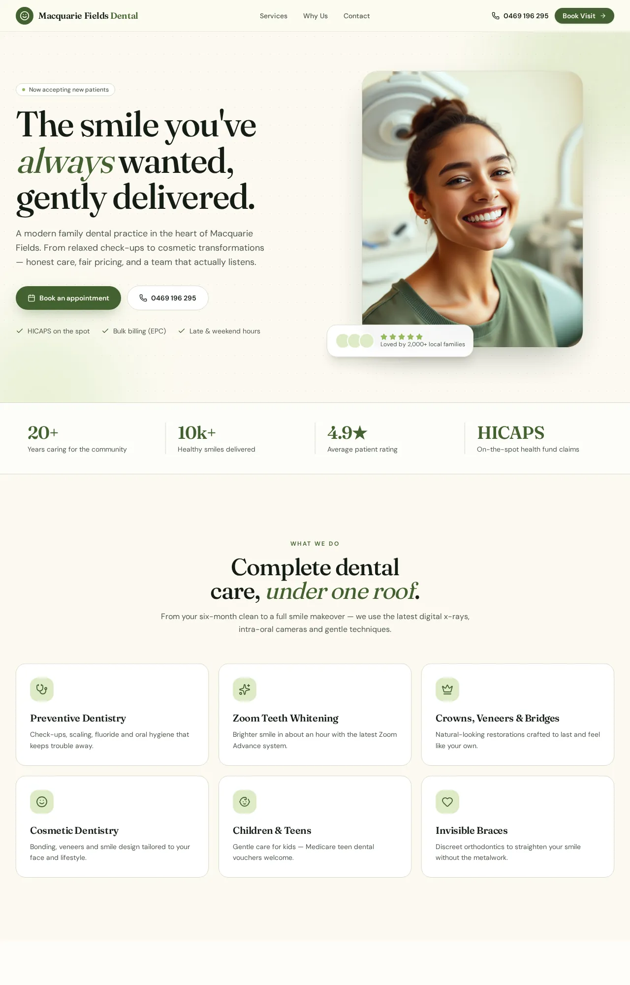 Macquarie Fields Dental website